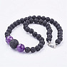 Lava stone necklace and bracelet with amethyst