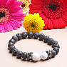 Lava stone bracelet with white magnesite and crowns