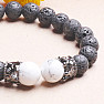 Lava stone bracelet with white magnesite and crowns