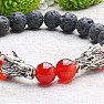 Lava stone and carnelian with dragon heads men's bracelet RB Design 63