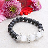 Lava stone fashion bracelet with white ulexite