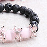 Lava stone fashion bracelet with pink ulexite