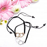 Set of bracelets lava stone string with metal cuffs in bronze and silver color