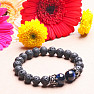 Lava stone bracelet with blue cat&#39;s eye and crowns