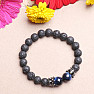 Lava stone bracelet with blue cat&#39;s eye and crowns