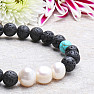 Lava stone bracelet with pearls