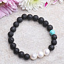 Lava stone bracelet with pearls