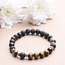 Lava stone men&#39;s bracelet with tiger&#39;s eye