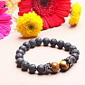 Lava stone bracelet with tiger&#39;s eye and crowns