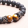 Lava stone bracelet with tiger&#39;s eye and crowns