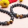 Lava stone bracelet with tiger&#39;s eye and crowns