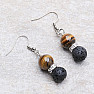 Lava stone and tiger eye earrings pendant with beads