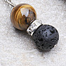 Lava stone and tiger eye earrings pendant with beads