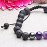 Amethyst and lava stone bracelet with Shamballa clasp