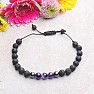 Amethyst and lava stone bracelet with Shamballa clasp