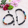 Lava Stone Chakra Bracelet Double with Shamballa Clasp