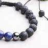 Lapis lazuli and lava stone bracelet with Shamballa clasp