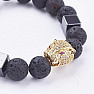 Lava stone bracelet with jaguar head gold color Bellezza Nera