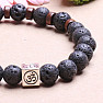 Lava stone with Om symbol beaded bracelet