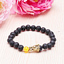 Lava stone with dragon men's bracelet