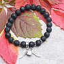 Lava stone bracelet with a heart and angel wings