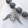 Lava stone bracelet with a heart and angel wings