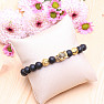 Lava stone bracelet with golden leopard head Bellezza Nera