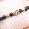 Lava stone bracelet with golden leopard head Bellezza Nera