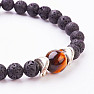 Lava stone and tiger's eye in metal beaded bracelet