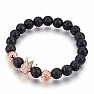 Bellezza Nera Rose Gold Crown Lava Stone Bracelet