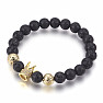 Lava stone bracelet with a crown in the color of gold Bellezza Nero