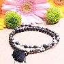 Lava stone and glass bead bracelet set with tassel