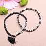 Lava stone and glass bead bracelet set with tassel