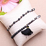 Lava stone and glass bead bracelet set with tassel