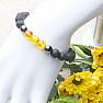 Amber polyresin and lava stone bracelet with Shamballa fastening