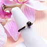 Lava stone bead ring elastic with glass seed beads