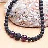 Lava stone necklace with amethyst