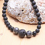 Lava stone necklace with labradorite