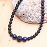 Lava stone necklace with lapis lazuli