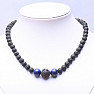 Lava stone necklace with lapis lazuli