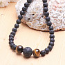 Lava stone necklace with tiger&#39;s eye