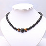 Lava stone necklace with tiger&#39;s eye