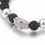 Bellezza Nera Silver Color Leopard Head Lava Stone Bracelet