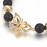 Lava stone bracelet with a butterfly in gold color Bellezza Nera