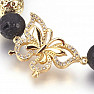 Lava stone bracelet with a butterfly in gold color Bellezza Nera