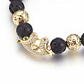 Lava stone bracelet with birds in gold color Bellezza Nera