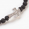 Lava stone bracelet with a zircon cross