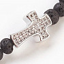 Lava stone bracelet with a zircon cross