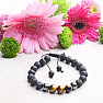 Tiger Eye and Lava Stone Bracelet with Shamballa Clasp