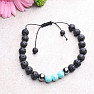 Turquoise and lava stone bracelet with Shamballa clasp